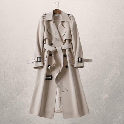 Alina Coat Double Breasted Crossover With Adjustable Belt For Women Elegant Cozy Warmth