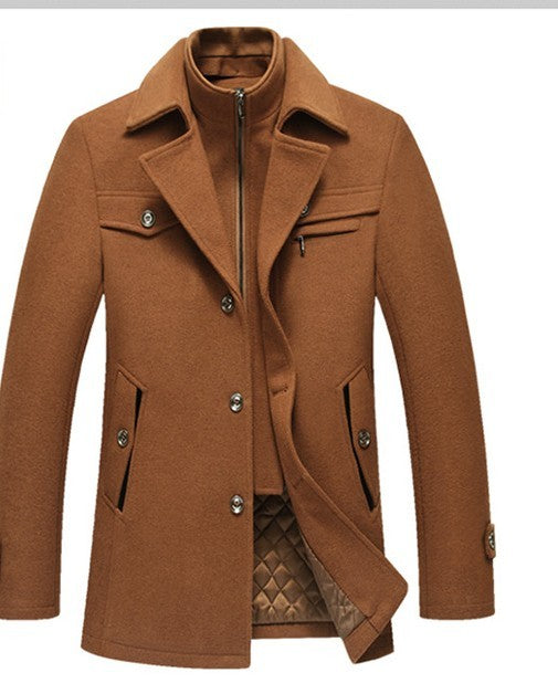 Kenneth Slim Men's Wool Coat With Detachable Collar For Winter Premium Warmth And Versatile Professional Outerwear