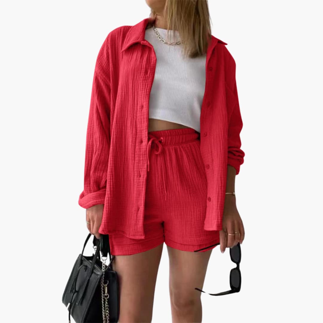 Women's Casual Two-Piece Set with Lightweight Fabric and Relaxed Fit