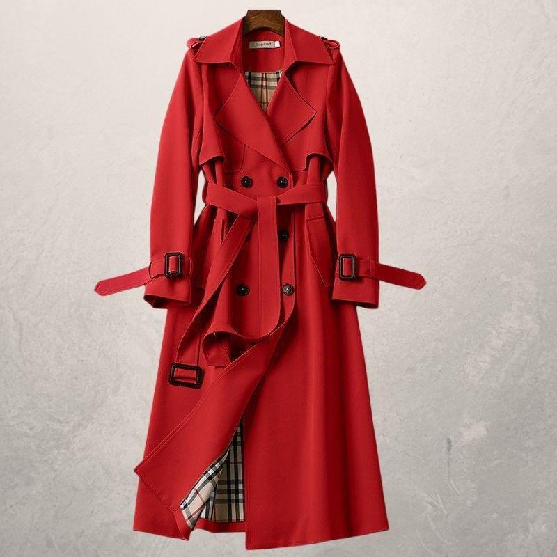 Alina Coat Double Breasted Crossover With Adjustable Belt For Women Elegant Cozy Warmth