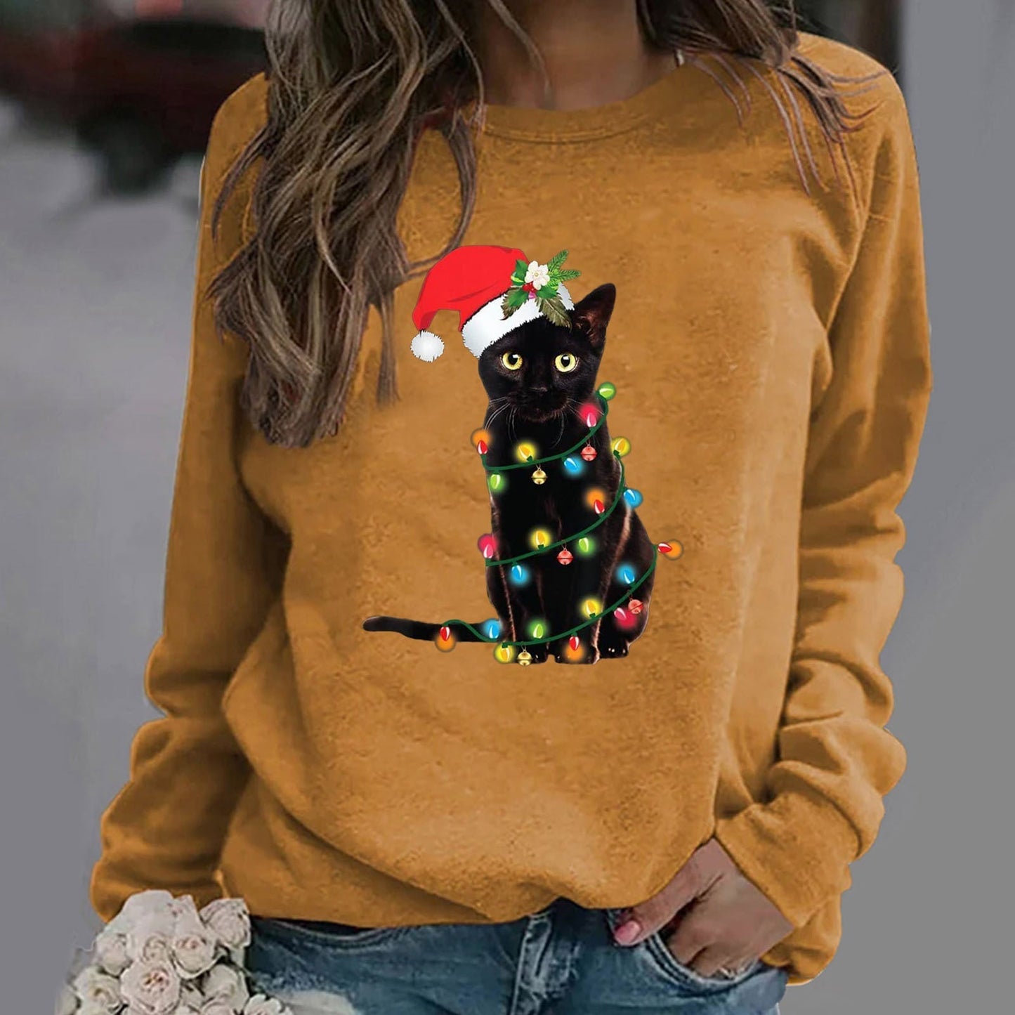 Women’s Sweatshirt – Cotton Blend – Relaxed Fit – Crew Neck Long Sleeve Graphic