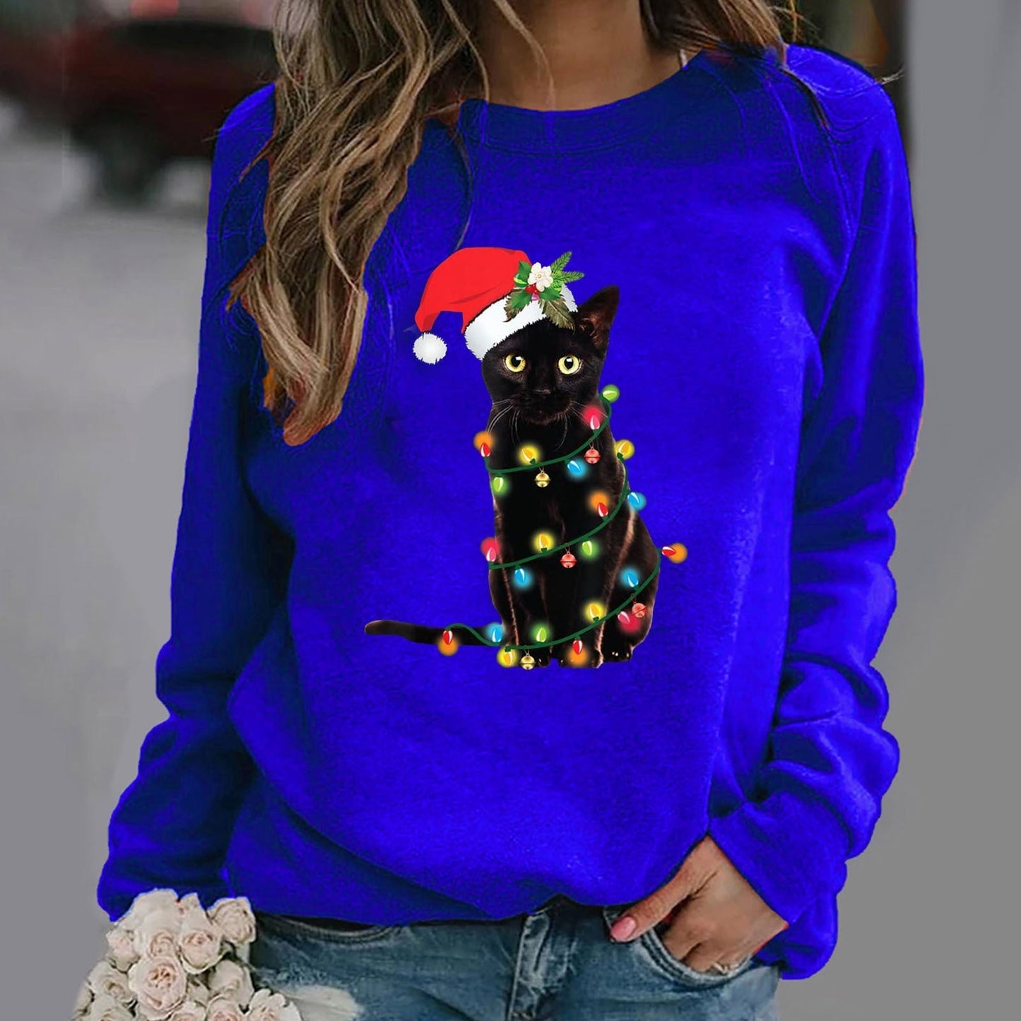 Women’s Sweatshirt – Cotton Blend – Relaxed Fit – Crew Neck Long Sleeve Graphic