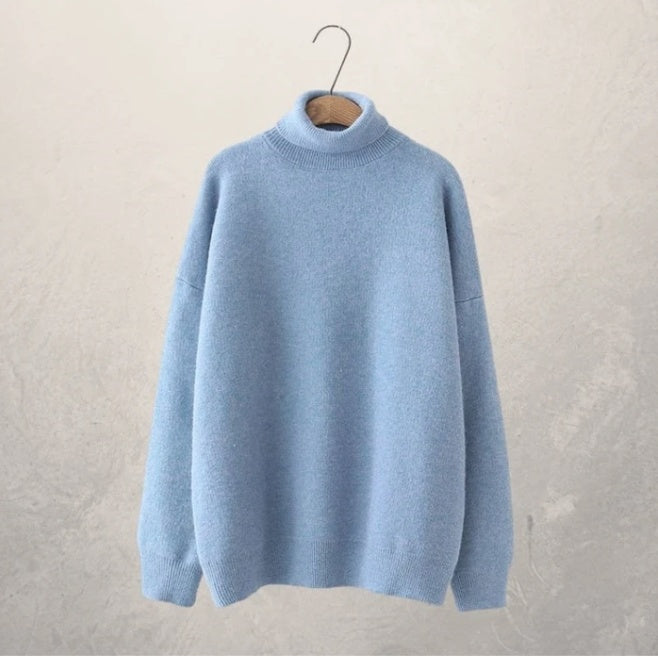 Relaxed Fit Turtleneck Sweater For Autumn Cozy Warmth Versatile Office And Casual Wear