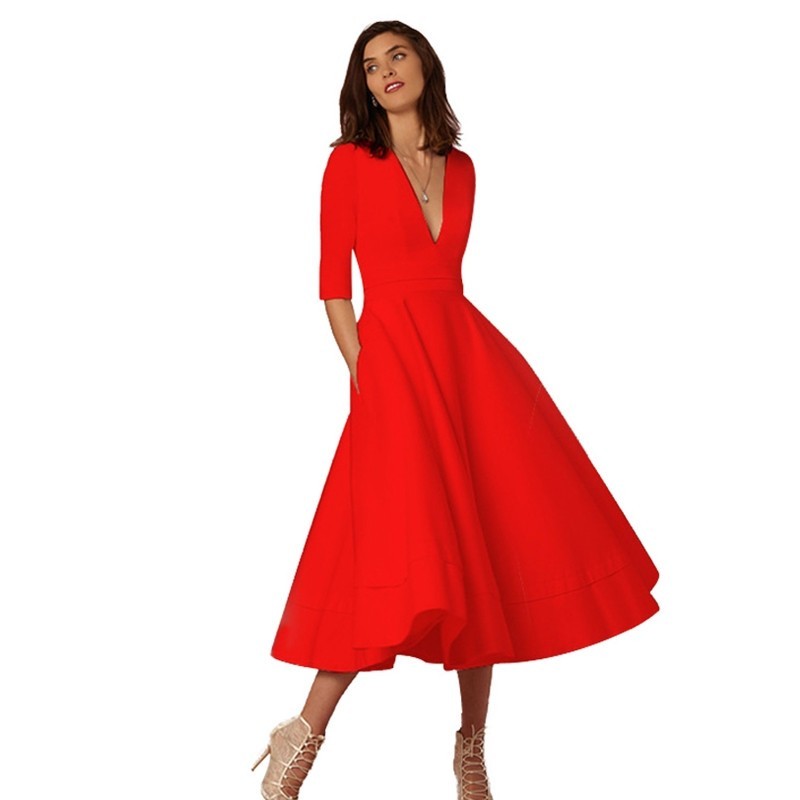Jasmine Vneck Dress Retro 60s Swing Style For Women With Flattering Fit And Classic Charm