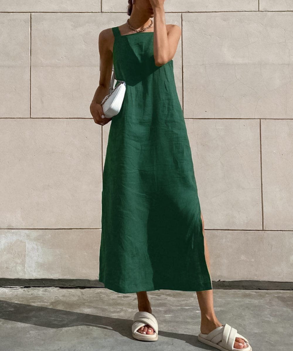 Helena | Long Minimalist Dress with Fluid Fall
