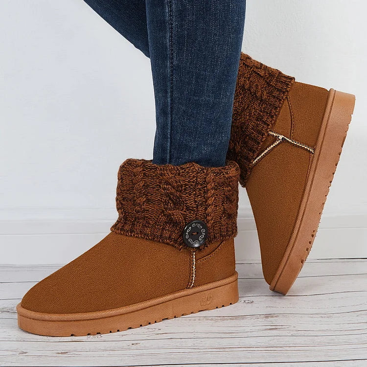 MIVI Women Warm Thick Soles Snow Boots With Plush Lining And Easy Slip On Platform Sole