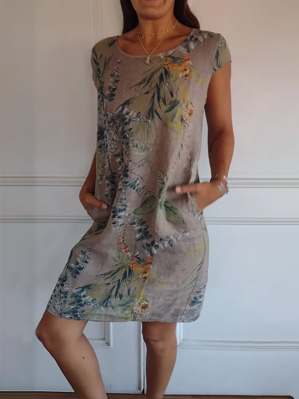 Women's Round Neck Dress with Soft Fabric and Relaxed Fit