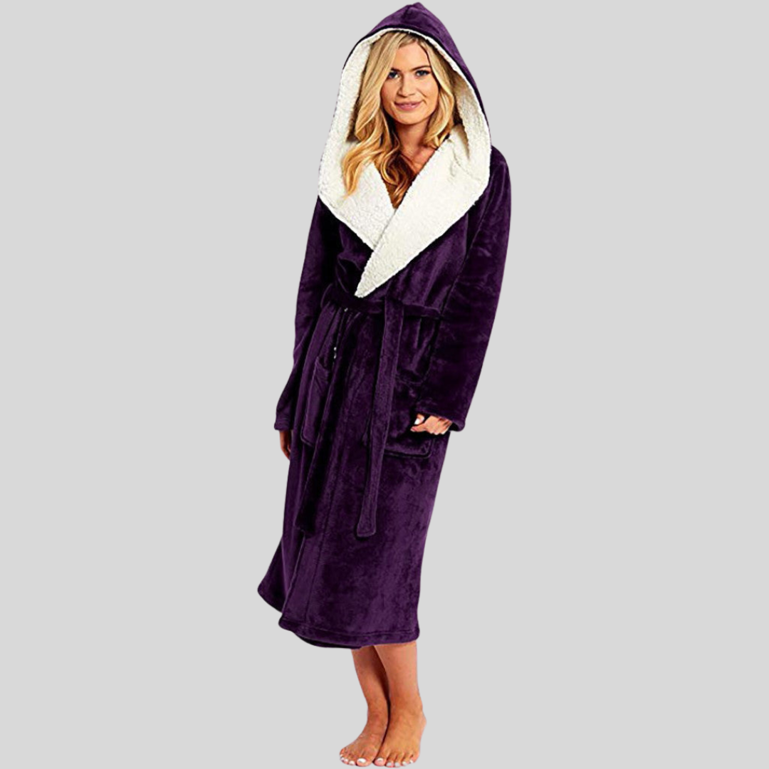 Eloura-Moda | Luxury Women's Bathrobe Soft Hood and Practical Details
