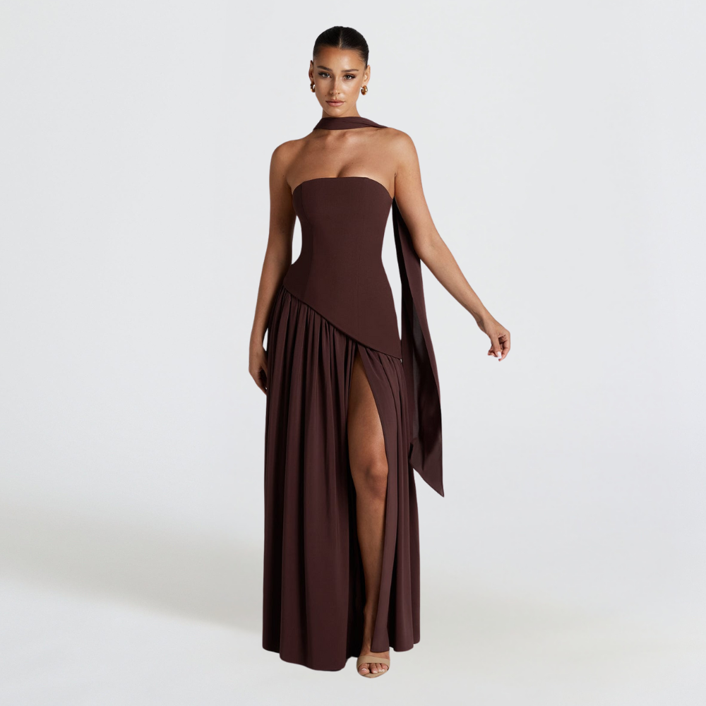 Vania | Strapless Evening Dress – Sexy Elegance With High Slit