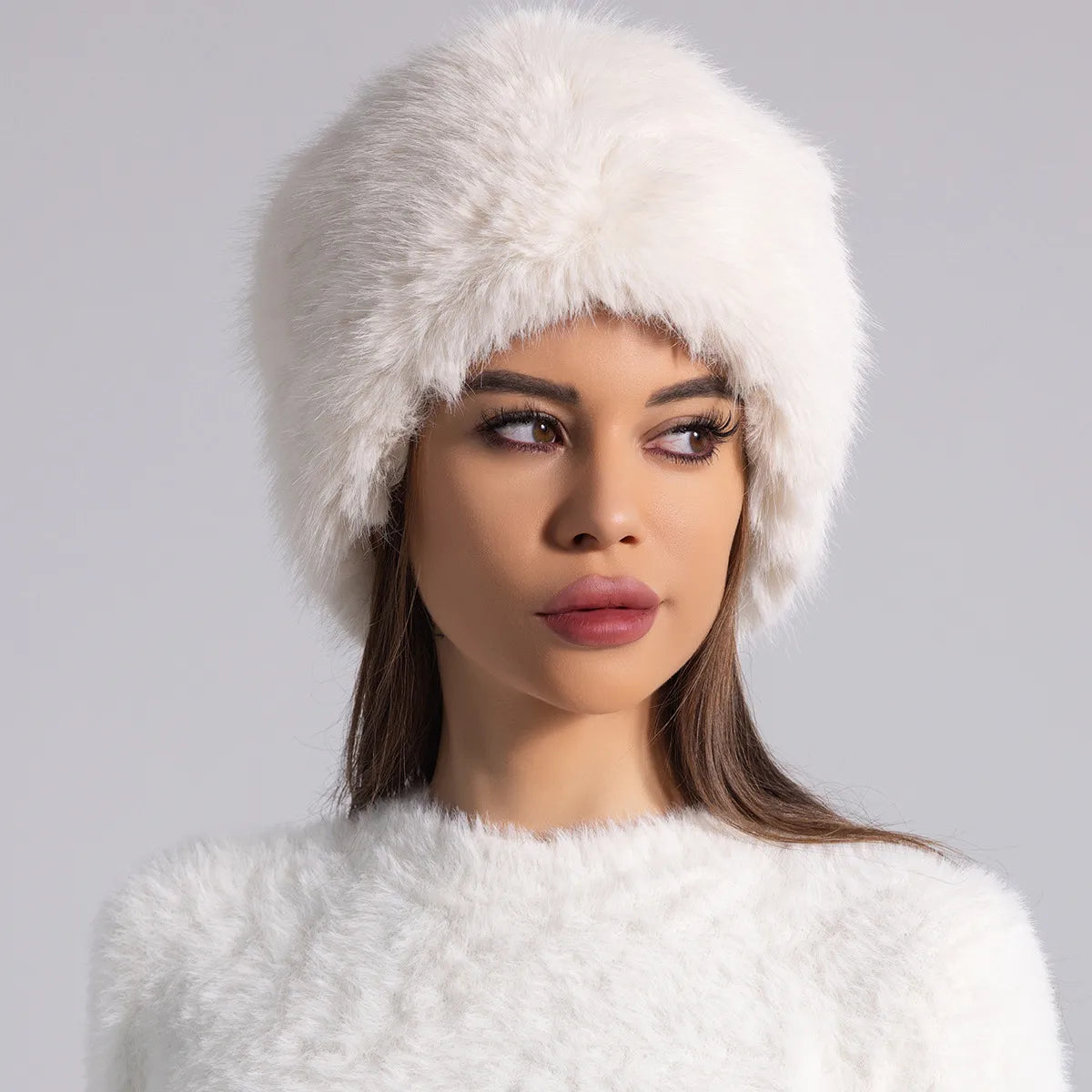 Rosie Furry Round Fur Hat | Solid Full Coverage Fur Hat