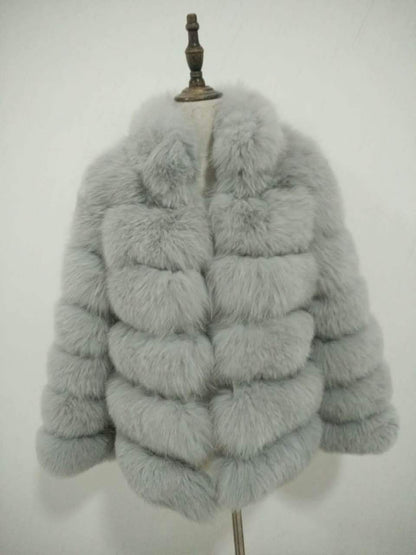 Faux Fox Fur Coat For Women Soft Plush Short Coat For Layering And Winter Style Versatile