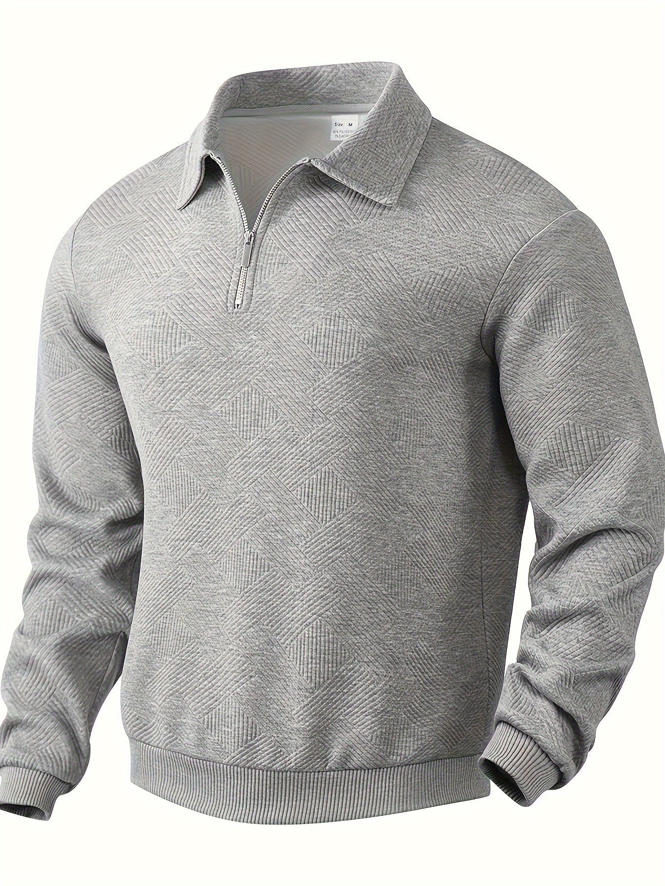 TrendAura Mens Knit Sweater With Half Zip Closure Geometric Textured Pattern Regular Fit For Casual And Smart Wear