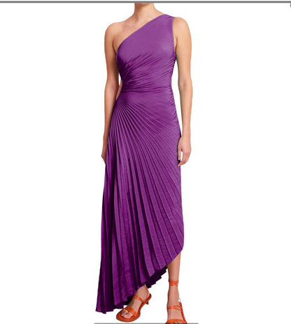 Oriane Pleated One Shoulder Evening Dress for Elegant Formal Occasions with Modern Cut