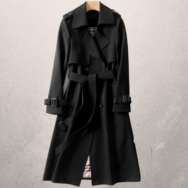 Alina Coat Double Breasted Crossover With Adjustable Belt For Women Elegant Cozy Warmth