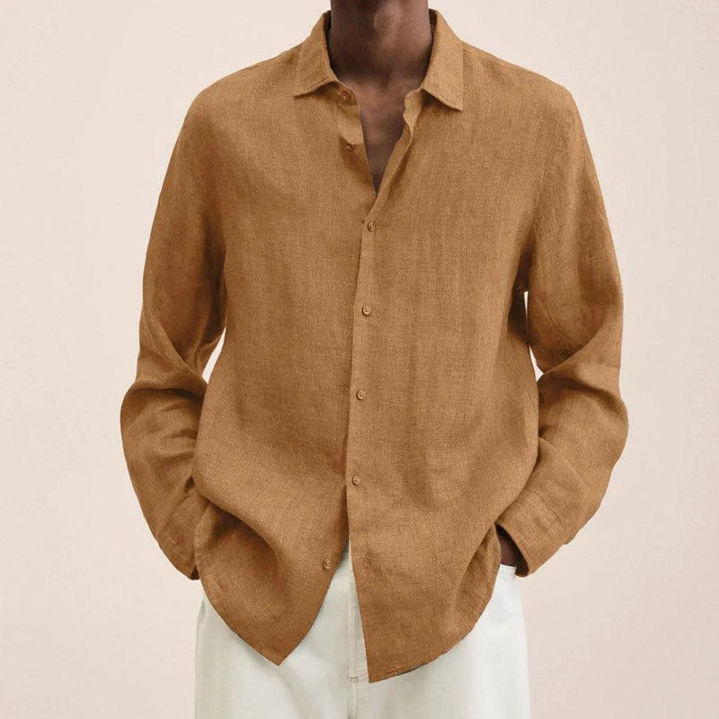 Men Linen Shirt Classic Fit Lightweight Breathable For Everyday And Office Wear Versatile For Casual Or Formal Settings