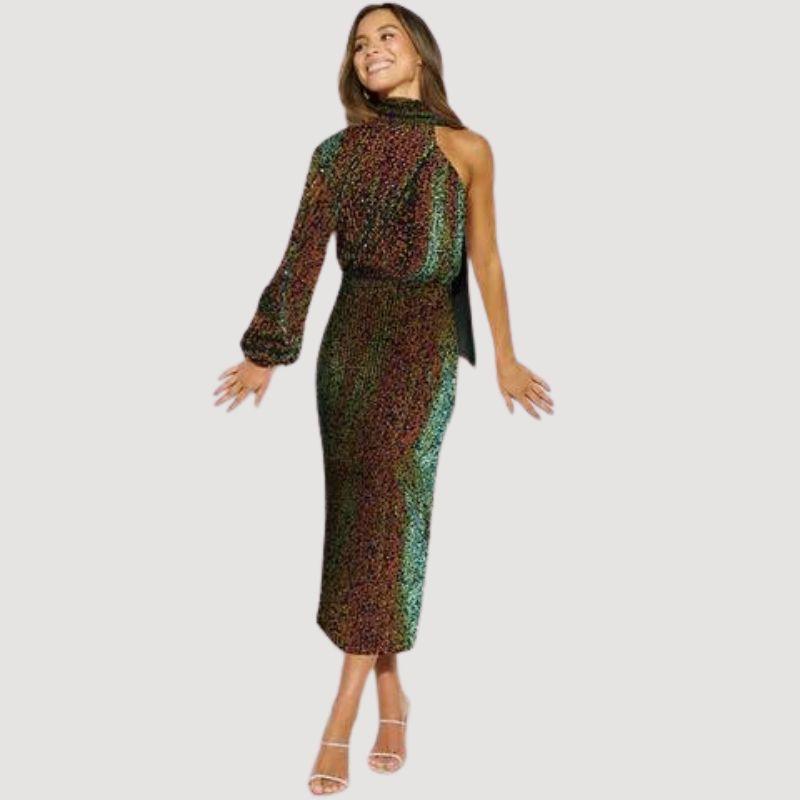 Women’s Asymmetrical Sequin Dress | Midi