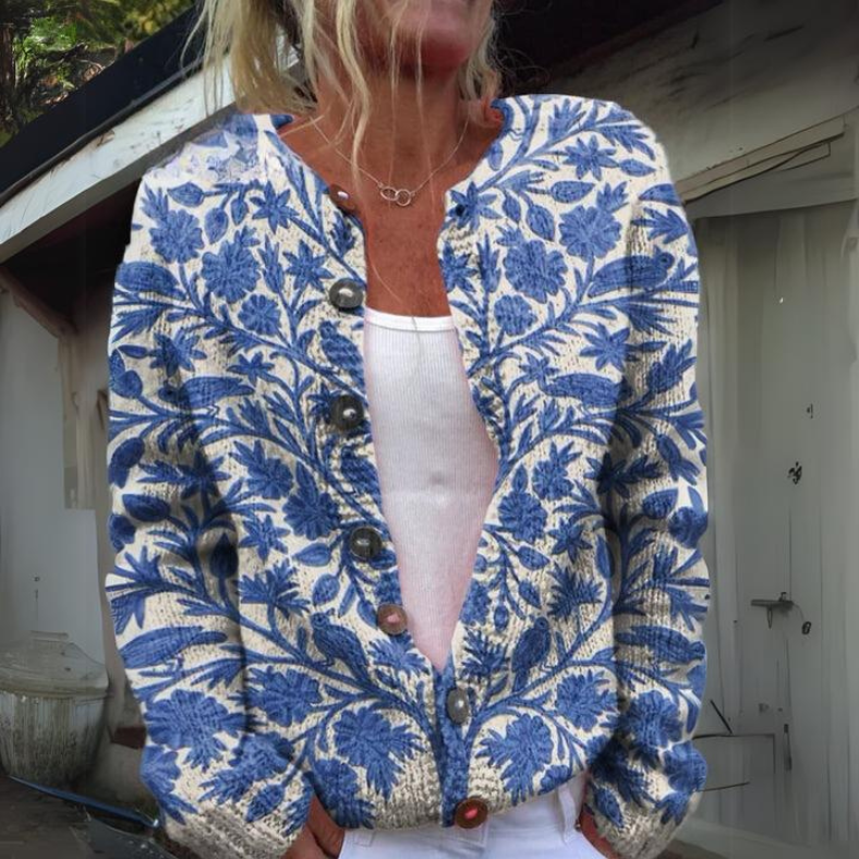Leilani Floral Cardigan for Women With Elastic Comfort Long Sleeves Layering Warmth