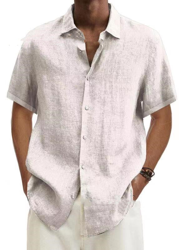 Laurence Cotton V Neck Mens Solid Color Shirt For Trendy Everyday Wear Breathable Comfort