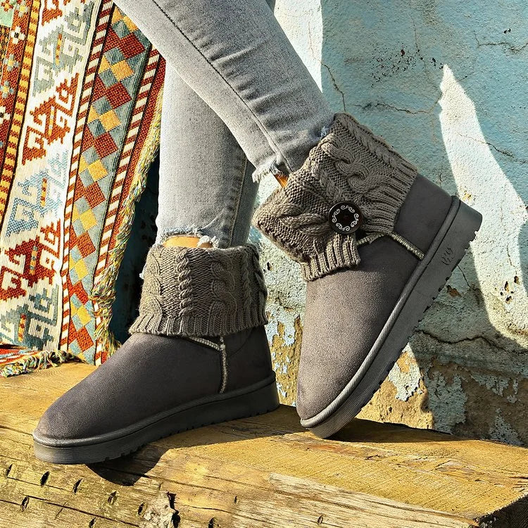 MIVI Women Warm Thick Soles Snow Boots With Plush Lining And Easy Slip On Platform Sole