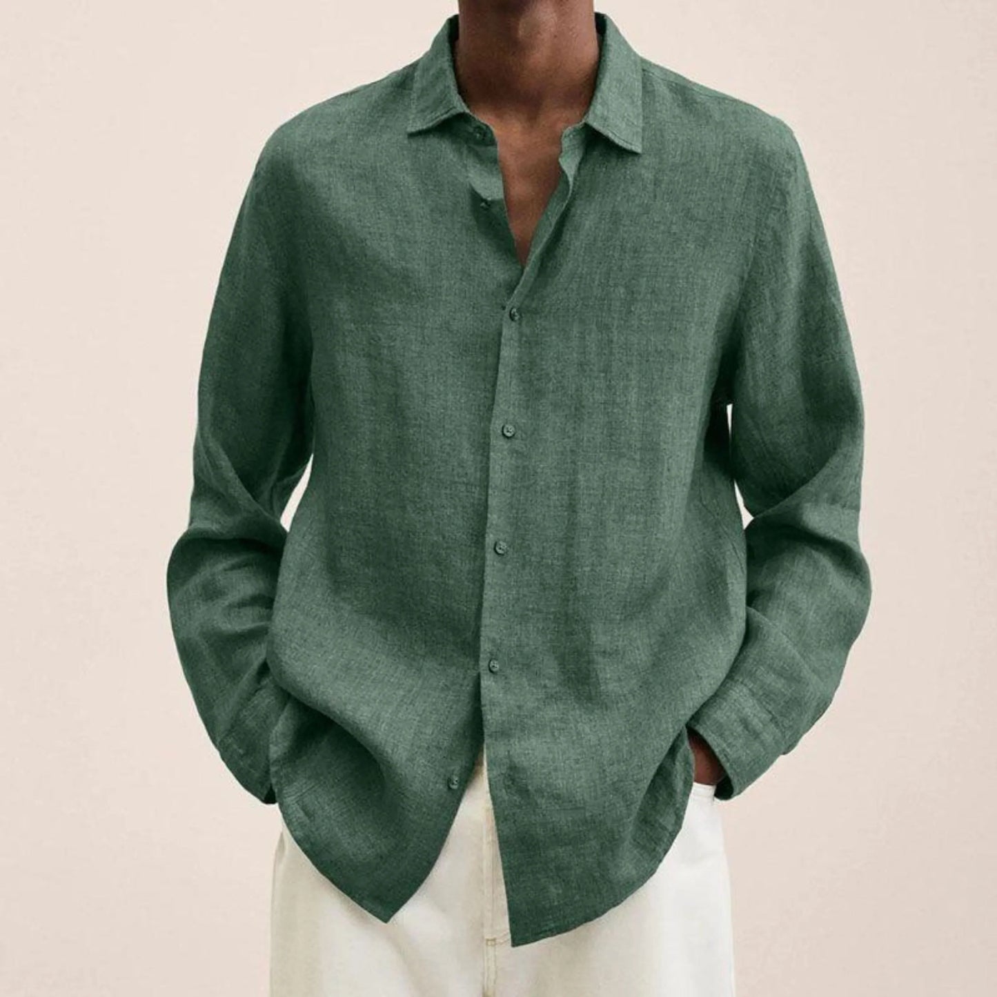 Men Linen Shirt Classic Fit Lightweight Breathable For Everyday And Office Wear Versatile For Casual Or Formal Settings