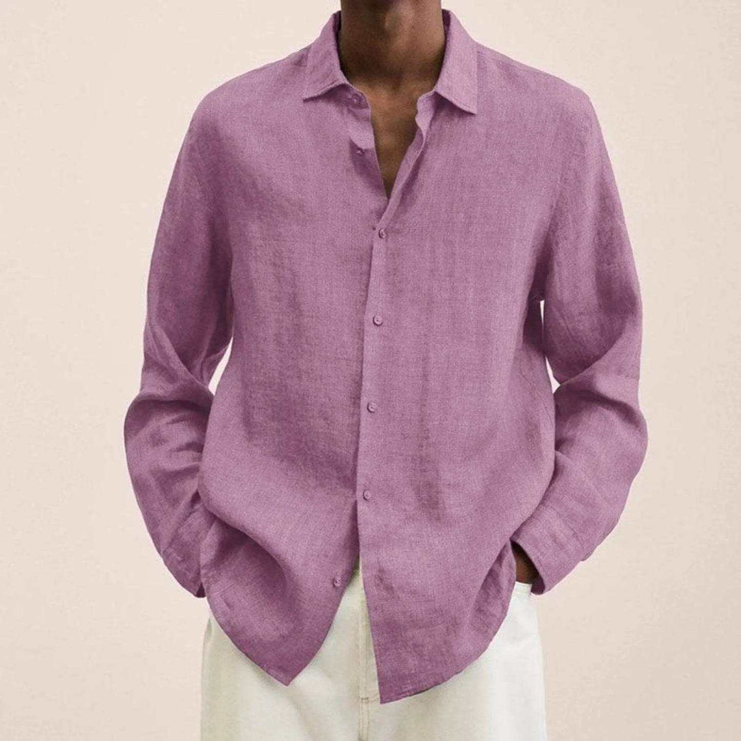 Men Linen Shirt Classic Fit Lightweight Breathable For Everyday And Office Wear Versatile For Casual Or Formal Settings