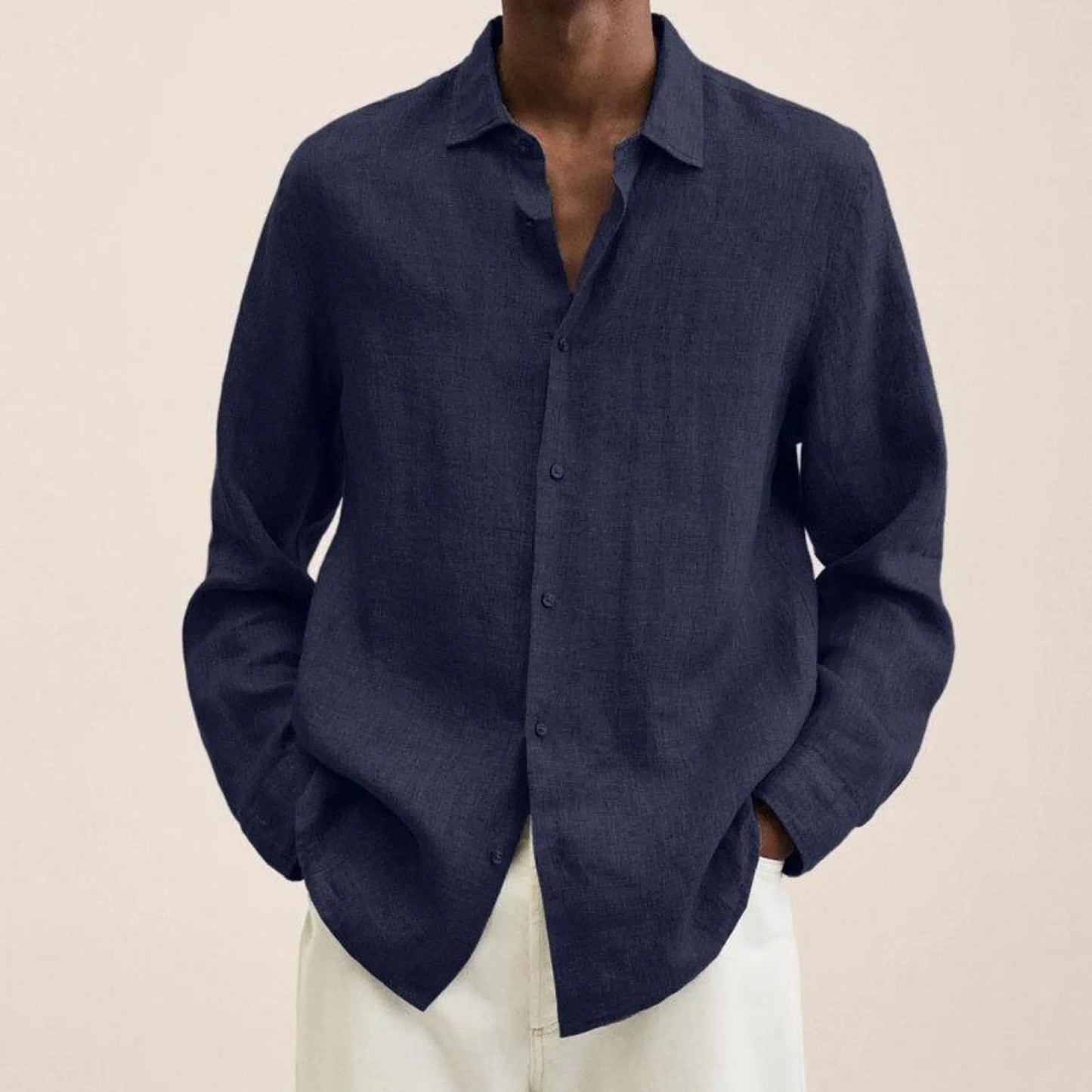 Men Linen Shirt Classic Fit Lightweight Breathable For Everyday And Office Wear Versatile For Casual Or Formal Settings