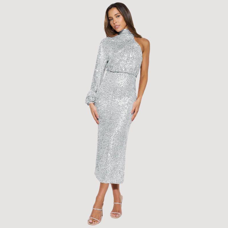 Women’s Asymmetrical Sequin Dress | Midi