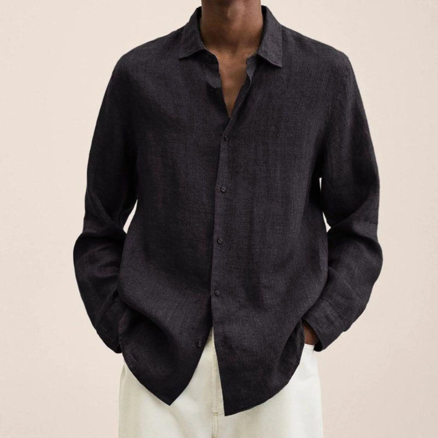 Men Linen Shirt Classic Fit Lightweight Breathable For Everyday And Office Wear Versatile For Casual Or Formal Settings