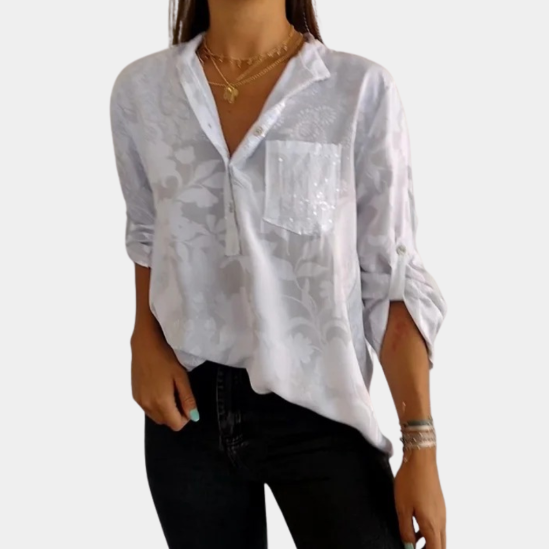 Chic Floral Blouse For Women | Long Sleeves