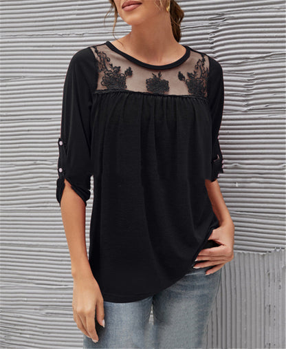 Evelyn | Elegant blouse for women with lace and pleat details
