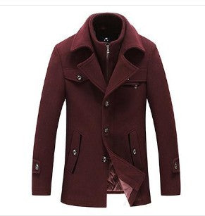 Kenneth Slim Men's Wool Coat With Detachable Collar For Winter Premium Warmth And Versatile Professional Outerwear