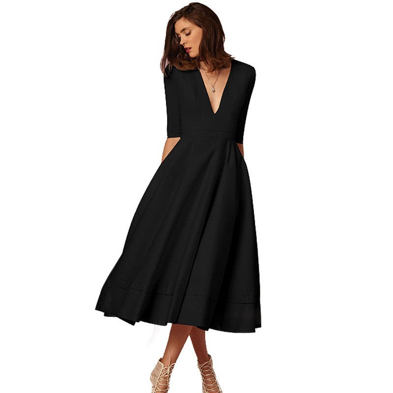 Jasmine Vneck Dress Retro 60s Swing Style For Women With Flattering Fit And Classic Charm