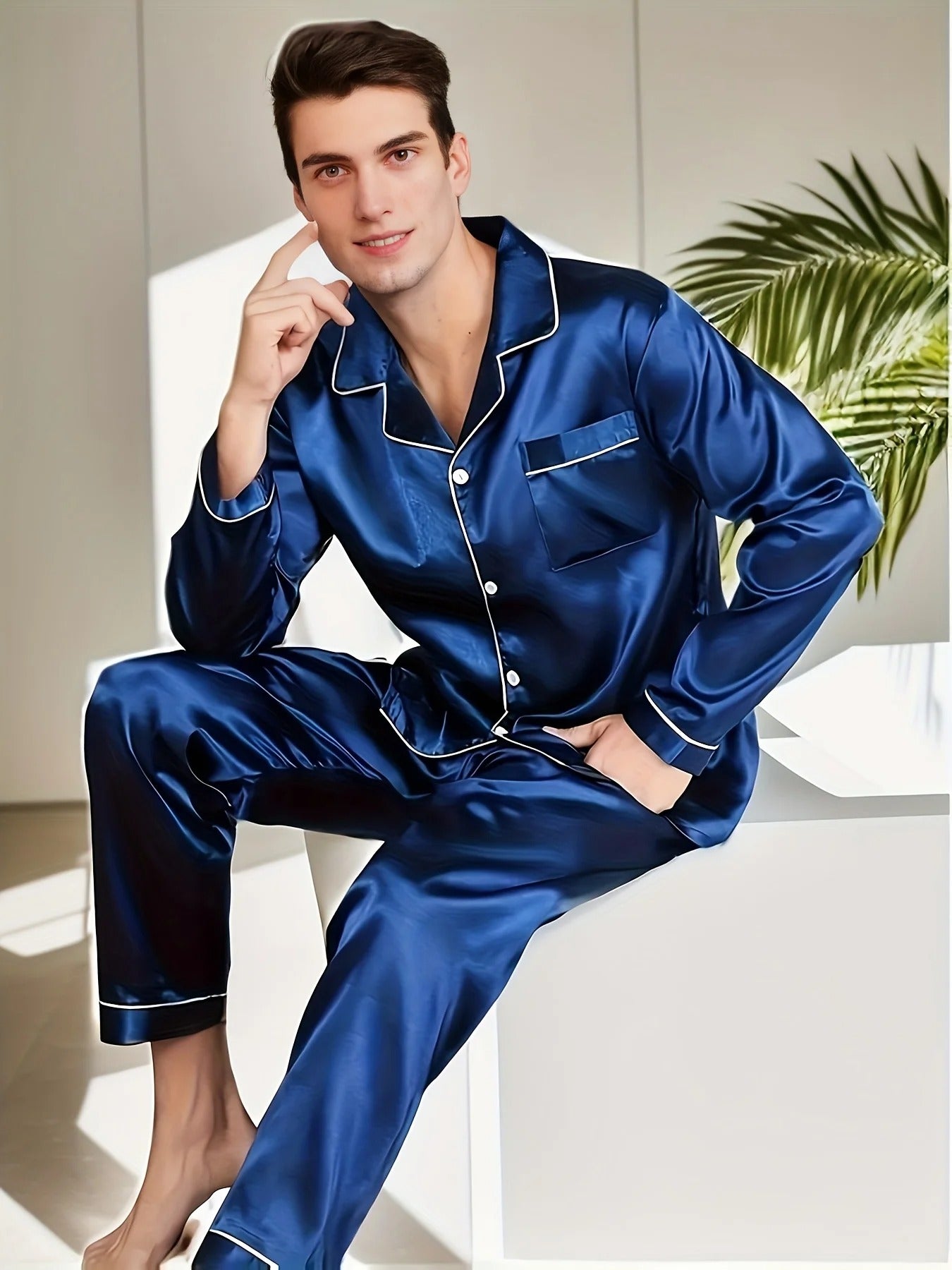 Eloura-Moda | Men's satin silk pajama set