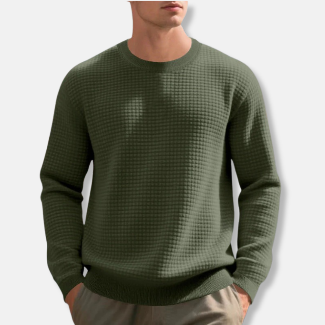 Men's Cotton Blend Sweatshirt Loose Fit Crew Neck with Ribbed Cuffs and Hem for Casual Wear