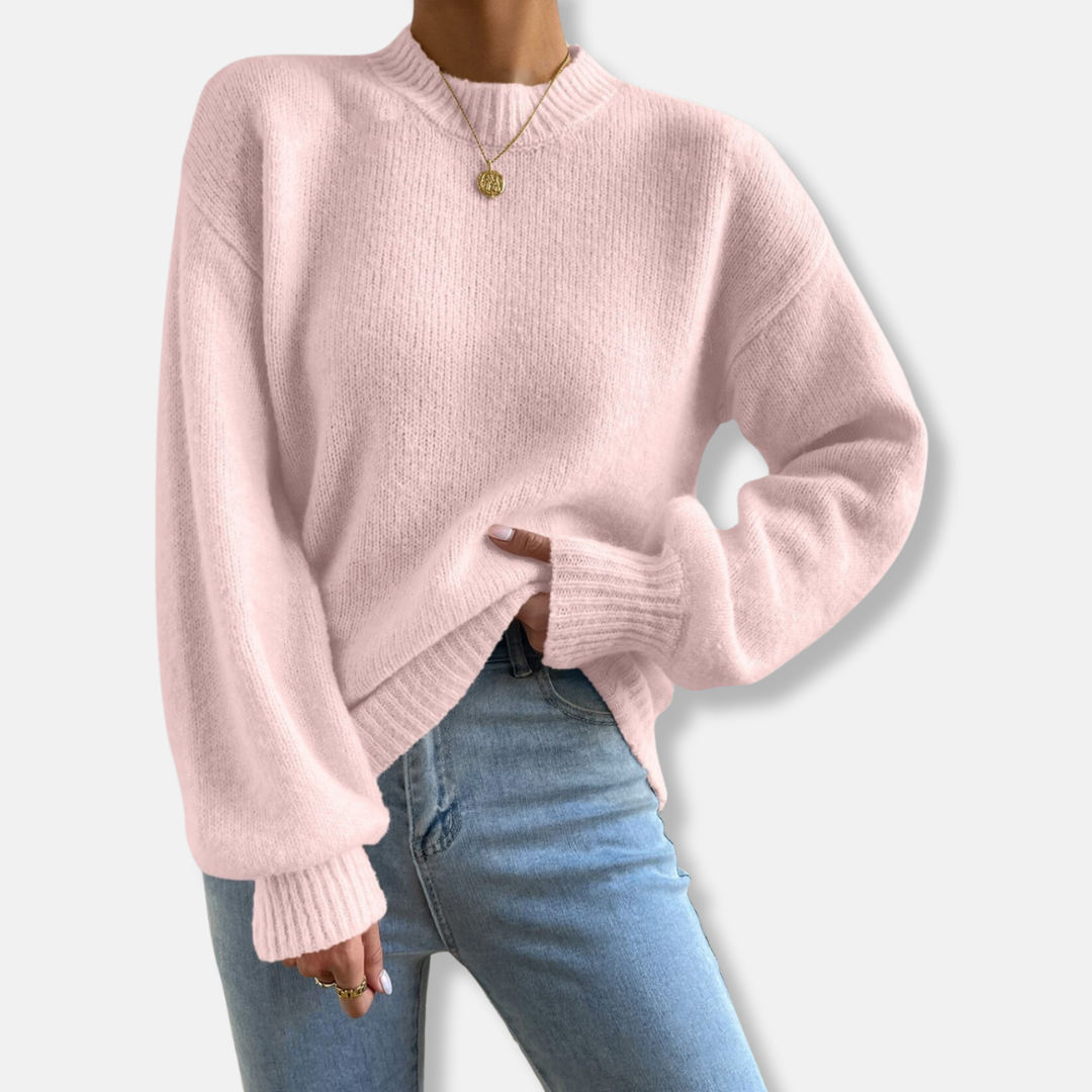 Women's Knit Sweater – Relaxed Fit – Soft Knit – Round Neck – Ribbed Edges