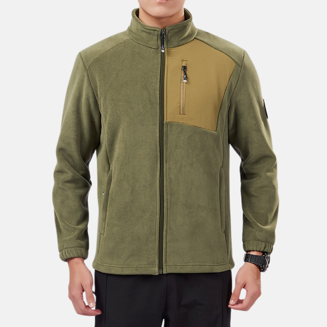 TrendAura Mens Fleece Jacket With Stand Collar Full Zip Regular Fit Elastic Cuffs Winter Outerwear