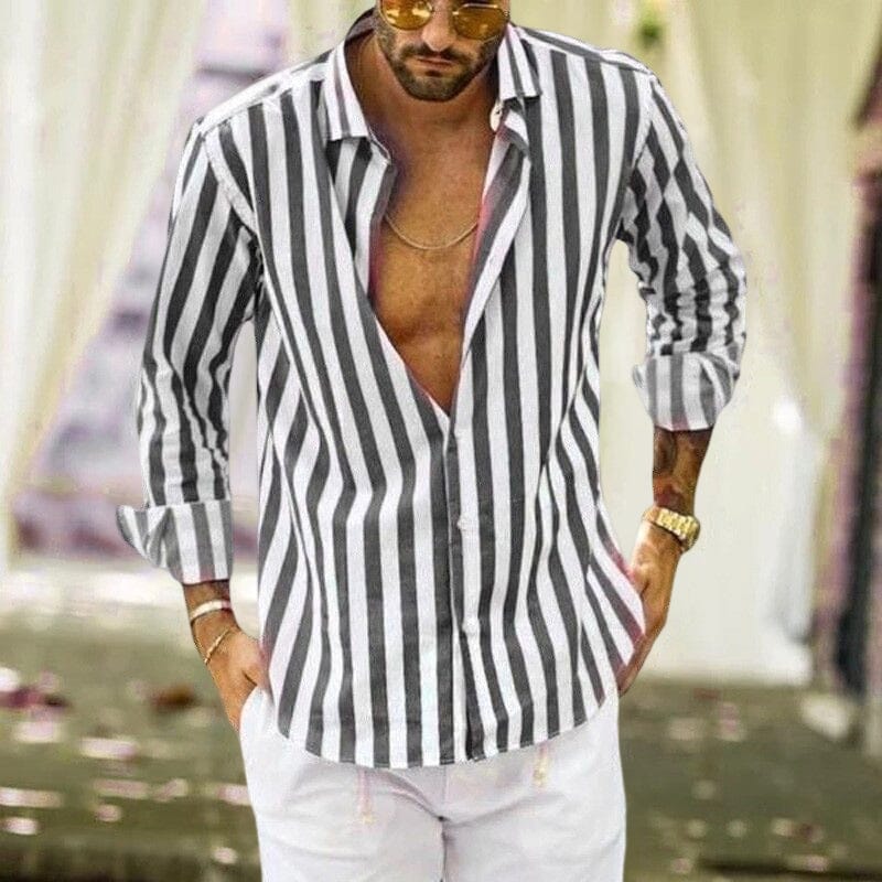 Laurence Striped Summer Shirt Everyday Wardrobe Breathable Lightweight Casual Style Perfect For Hot Days And Weekends