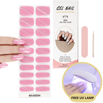 Gel Nail Sticker Set with UV Lamp
