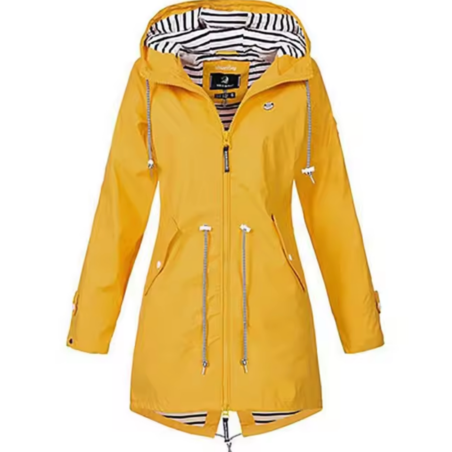 Léa Elegant Waterproof Raincoat For Women With Adjustable Waist And Hooded Lining
