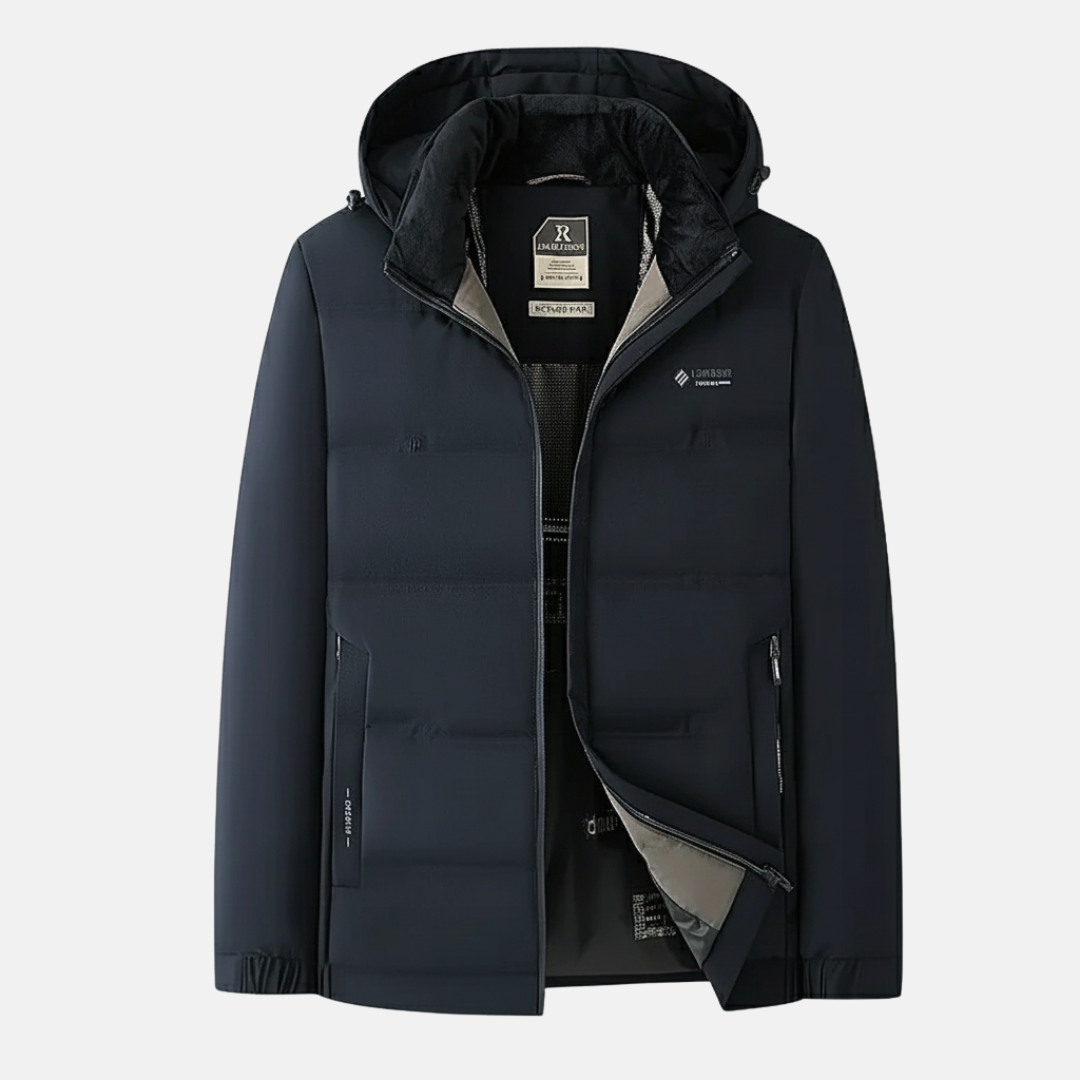 Men's Quilted Insulated Jacket Hooded With Zipper Closure Water Resistant Regular Fit