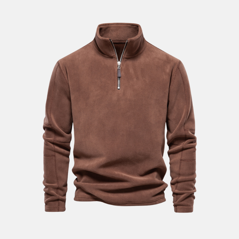 TrendAura Men's Fleece Sweatshirt With Stand Collar And Half Zip Closure For Elevated Casual Style