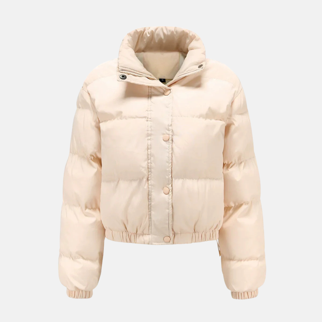 Women’s Puffer Jacket – Oversized Fit – Quilted Water-Resistant – Cropped Hem – Button Front
