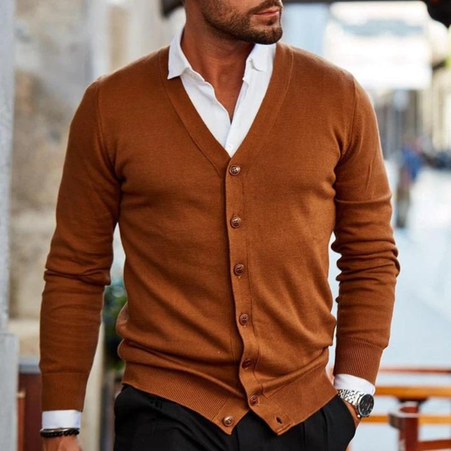 Cardigan with Button Closure for Men