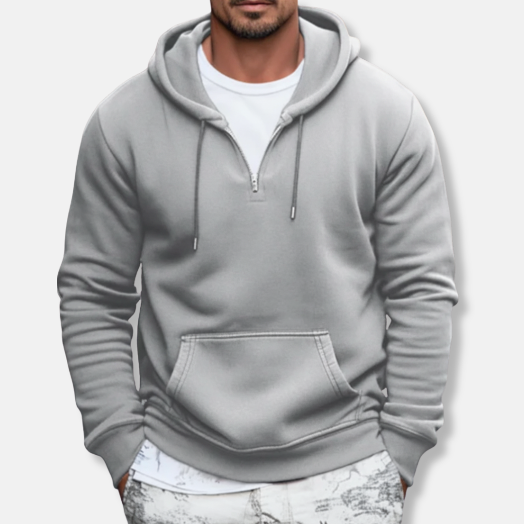 Nordisk Flair Men's Hoodie Quarter Zip Relaxed Fit Cotton Blend Kangaroo Pocket Casual Wear