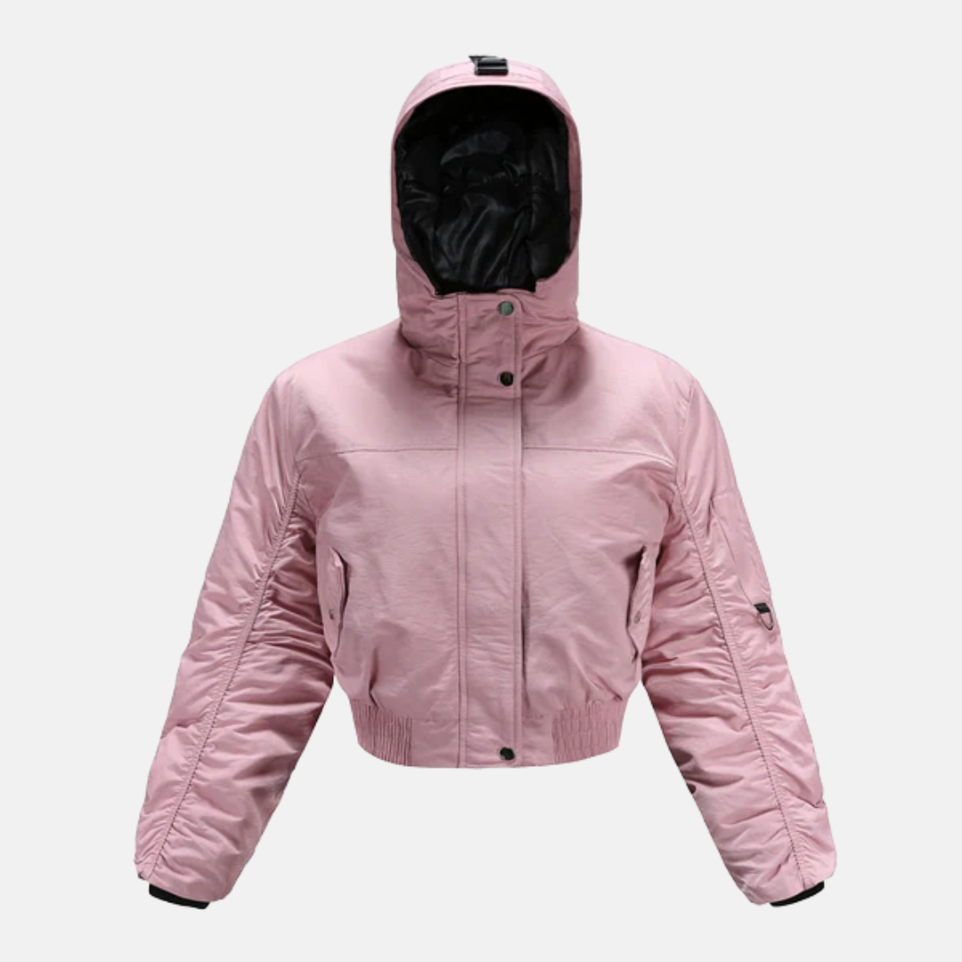Women’s Padded Coat – Cropped Fit – Hooded – Ribbed Cuffs