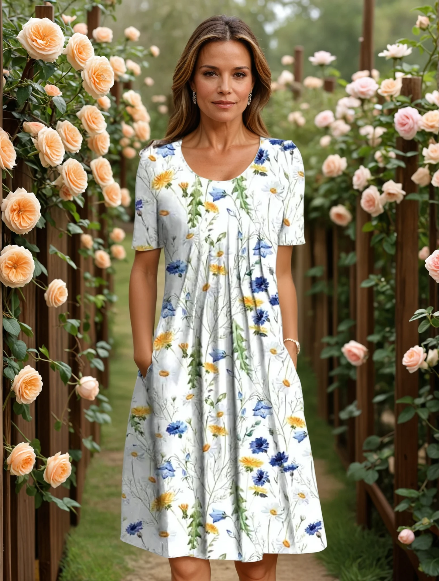 Miriam Floral Dress For Women Timeless Comfort Gathered Waist Soft Pleats Vivid Print Garden Party Ready