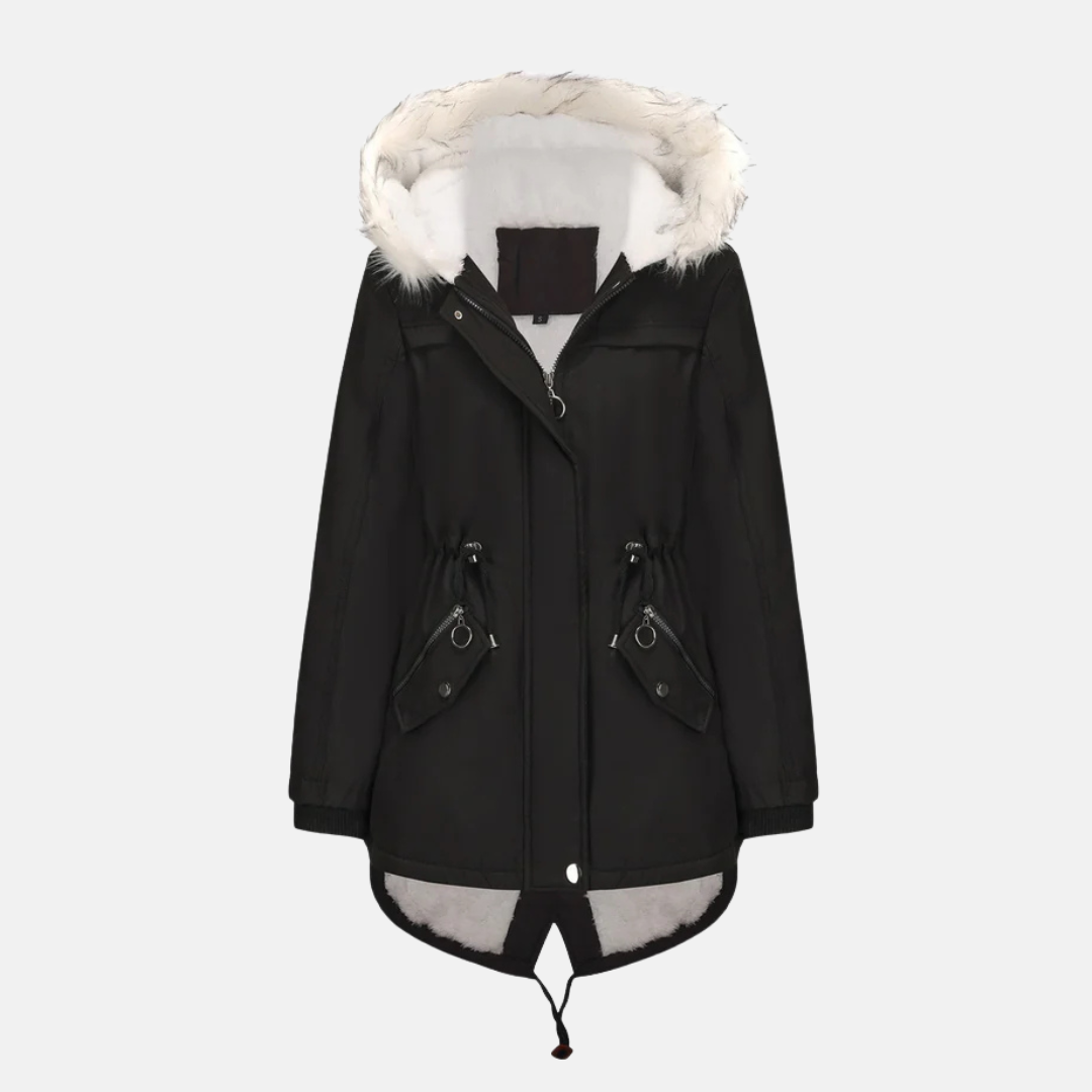 Women’s Parka Jacket – Tailored Fit – Removable Faux Fur Hood – Weather-Resistant – Mid-Length