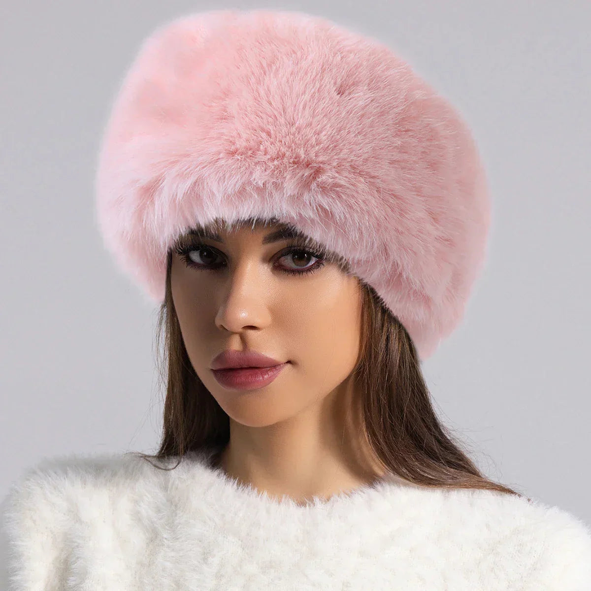 Rosie Furry Round Fur Hat | Solid Full Coverage Fur Hat