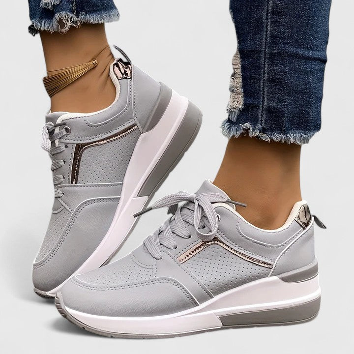 Novyssa Women's Wedge Sneakers With Side Zipper For Everyday Comfort And Style, Lightweight