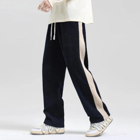 Cameron Men's Casual Stripe Pants TrendAura Comfortable Modern Everyday Wear Relaxed Fit